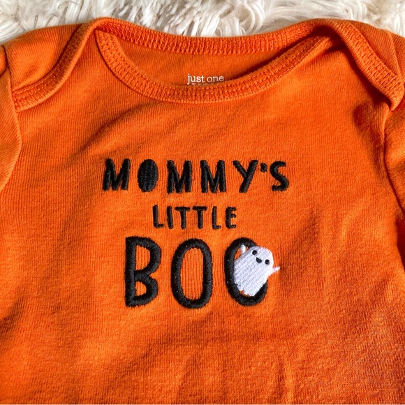 Carter’s Orange Halloween Ghost Onesie Mommy’s Little Boo 9 months - Picture 2 of 5